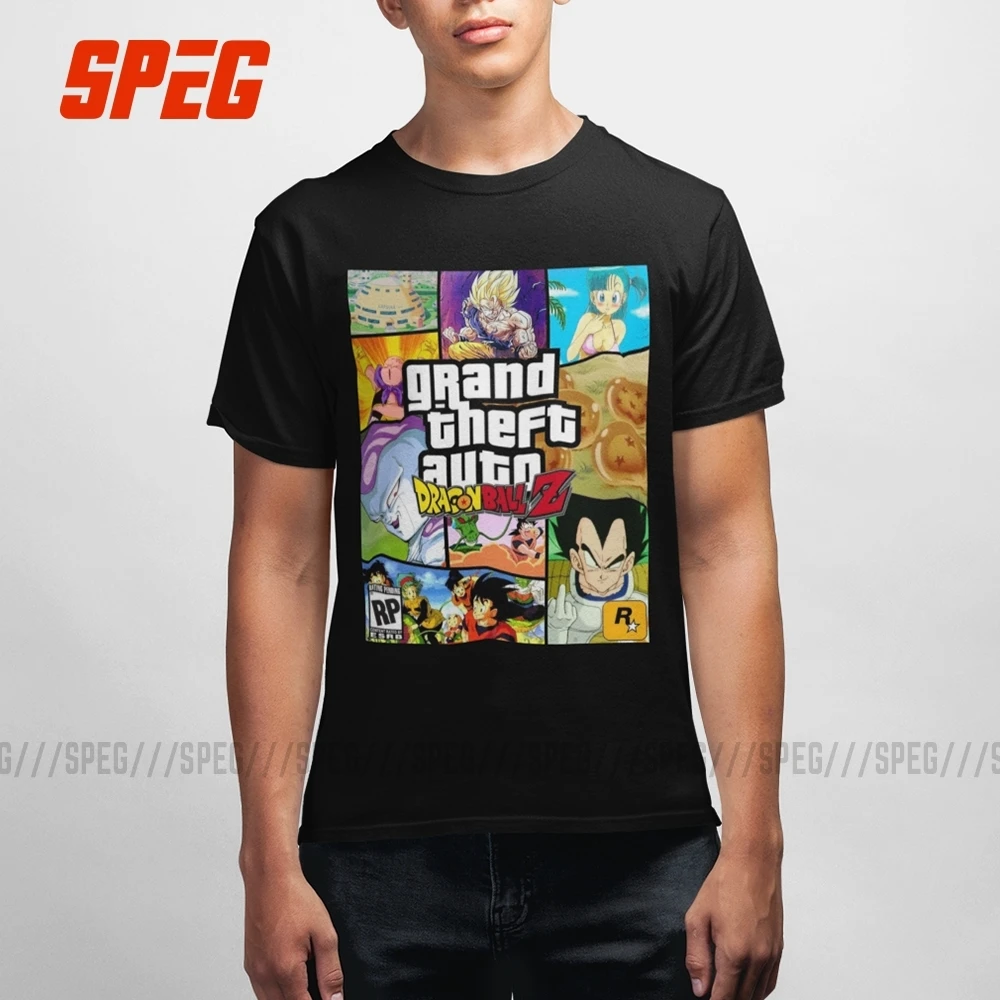 US $10 44 OFF Grand Theft Dragon Ball Z GTA Lucu TEE SHIRT Kartun Hadiah Pacar Anak Katun Lengan Pendek T Shirt Pria T Shirt Plus Ukuran Men