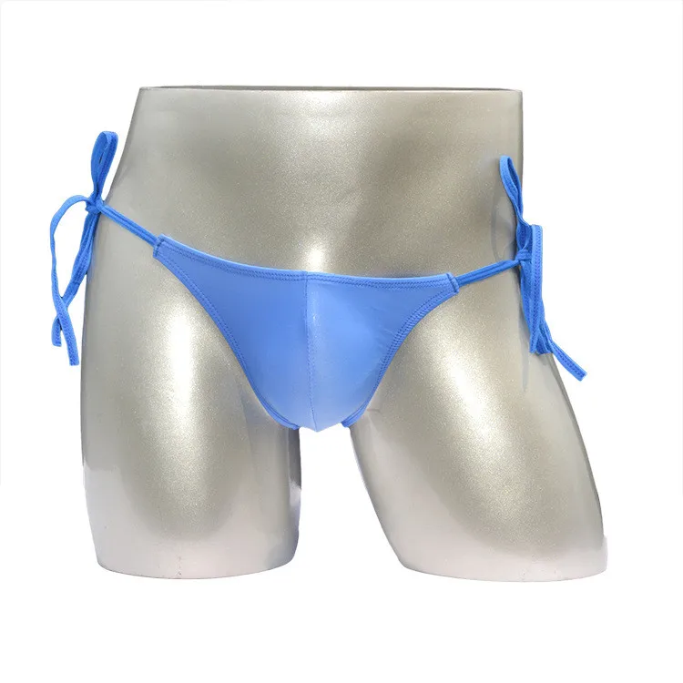 Трусы танга мужские с низкой посадкой плавки завязками пикантное нижнее белье