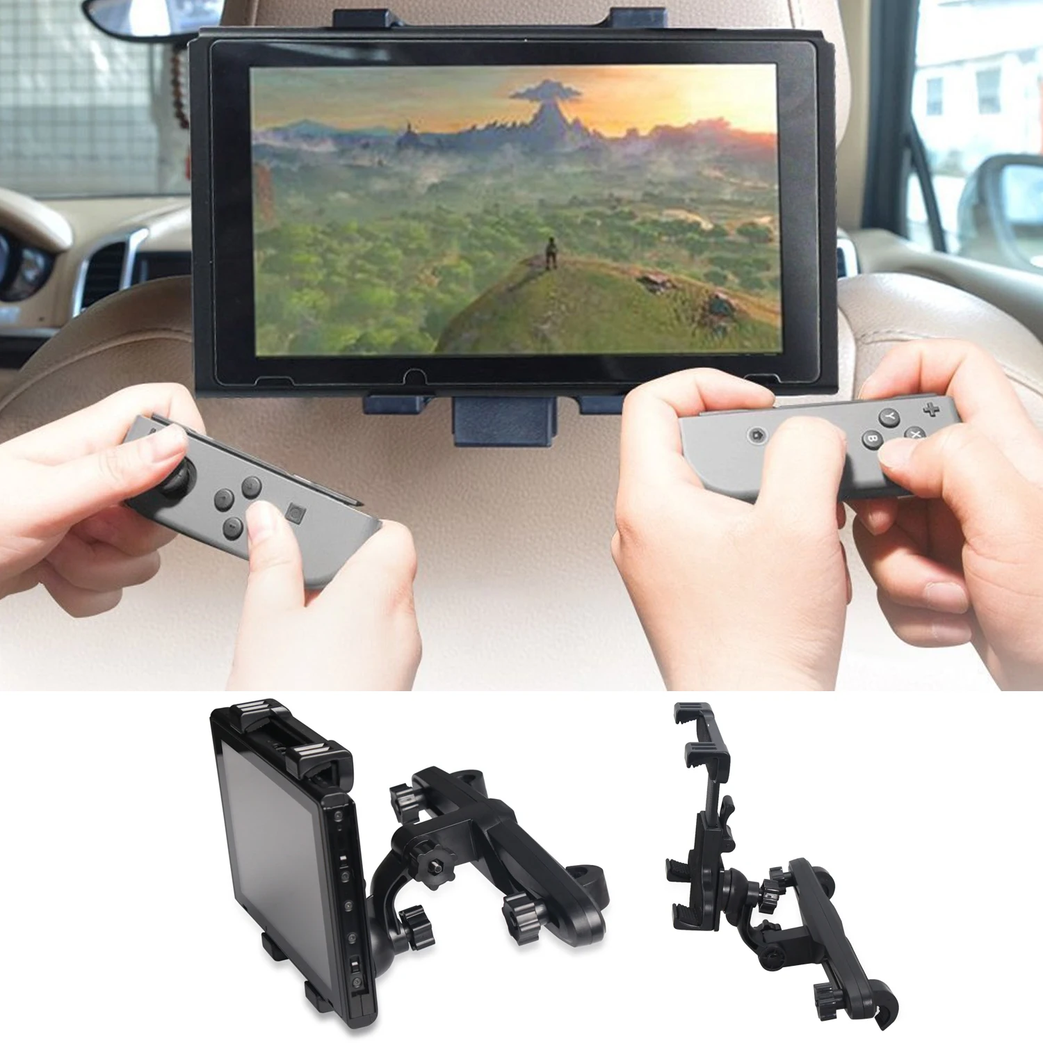 

Besegad Adjustable Tablet Holder Car Back Seat Headrest Bracket Mount with 360 Degree Rotation for Nintendo Nintend Switch NS