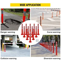 VEVOR 6 Pack /12 Pack Traffic Delineator Posts Flexible Channelizer Cone 30 Inch Spring Post Flexible PU Reflective Band Design 2
