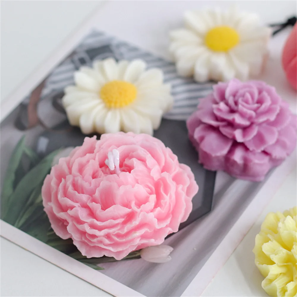 Diy Silicone Peony Flower Mold Handmade Aromatherapy Candle - Temu