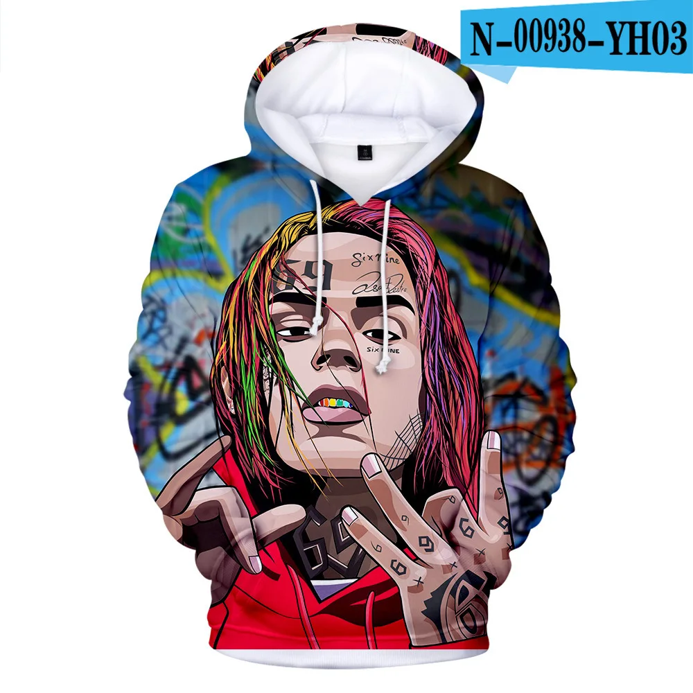 Rapper tekasti69 6ix9ine Tekashi 69 3D принт Женская/мужская толстовка с капюшоном Dragon Ball Harajuku Повседневный пуловер с капюшоном куртка одежда - Цвет: 002