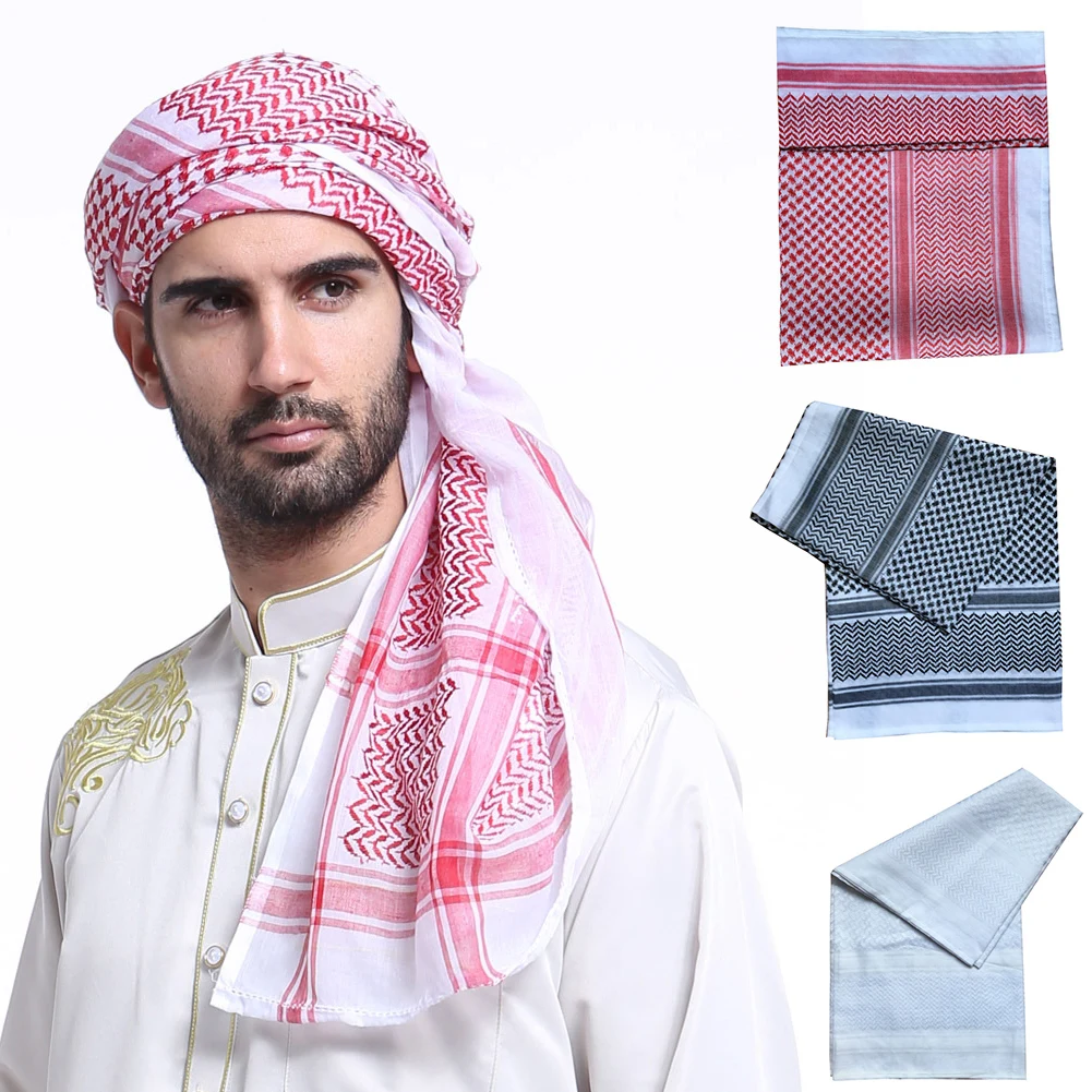 Special Adult Men Arab Head Scarf Keffiyeh Middle East Desert Shemagh Wrap Muslim Headwear Arabian Costume Accessories FS99