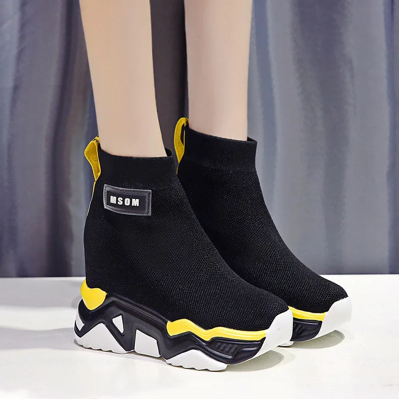 

Autumn Rocking Bottom Slip-on Fly Woven wa zi xie Women's Mixed Colors Elasticity Casual Shoes Elevator Harajuku WOMEN'S Shoes