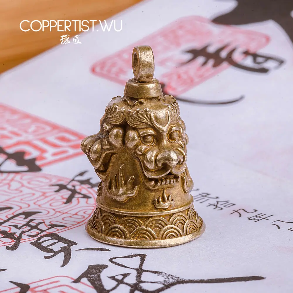 COPPERTIST.WU Бронзовый Лев Tinkle колочик брелок Подвески Брелок для ключей ручной