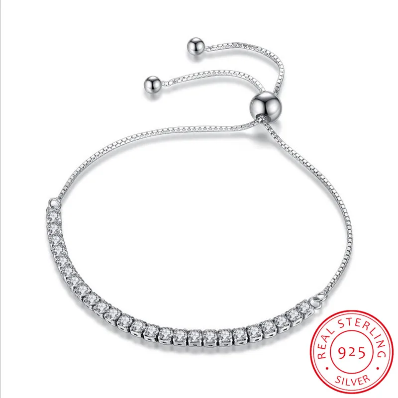 Подлинный 925 пробы Серебряный женский теннисный браслет с кубическим цирконием для женщин и девушек, модные браслеты на цепочке, ювелирные изделия YBR060