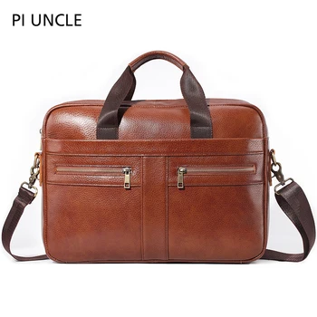 

PI UNCLE New Genuine Leather Men's Bags Briefcase Computer Bag Handbag Men Luxury Bag Men's natural leather bag for documents