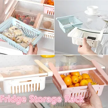 

Kitchen Adjustable Refrigerator Storage Rack Storage Holders Home Kitchen Organizer Fridge Freezer Shelf Holder Drawer Organiser