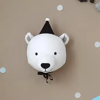 

Ins Style Animal Head Ornaments Plush Doll Toy Baby Room Simulated Animal Shape Home Wall Hanging Stereo Style Doll Decoration