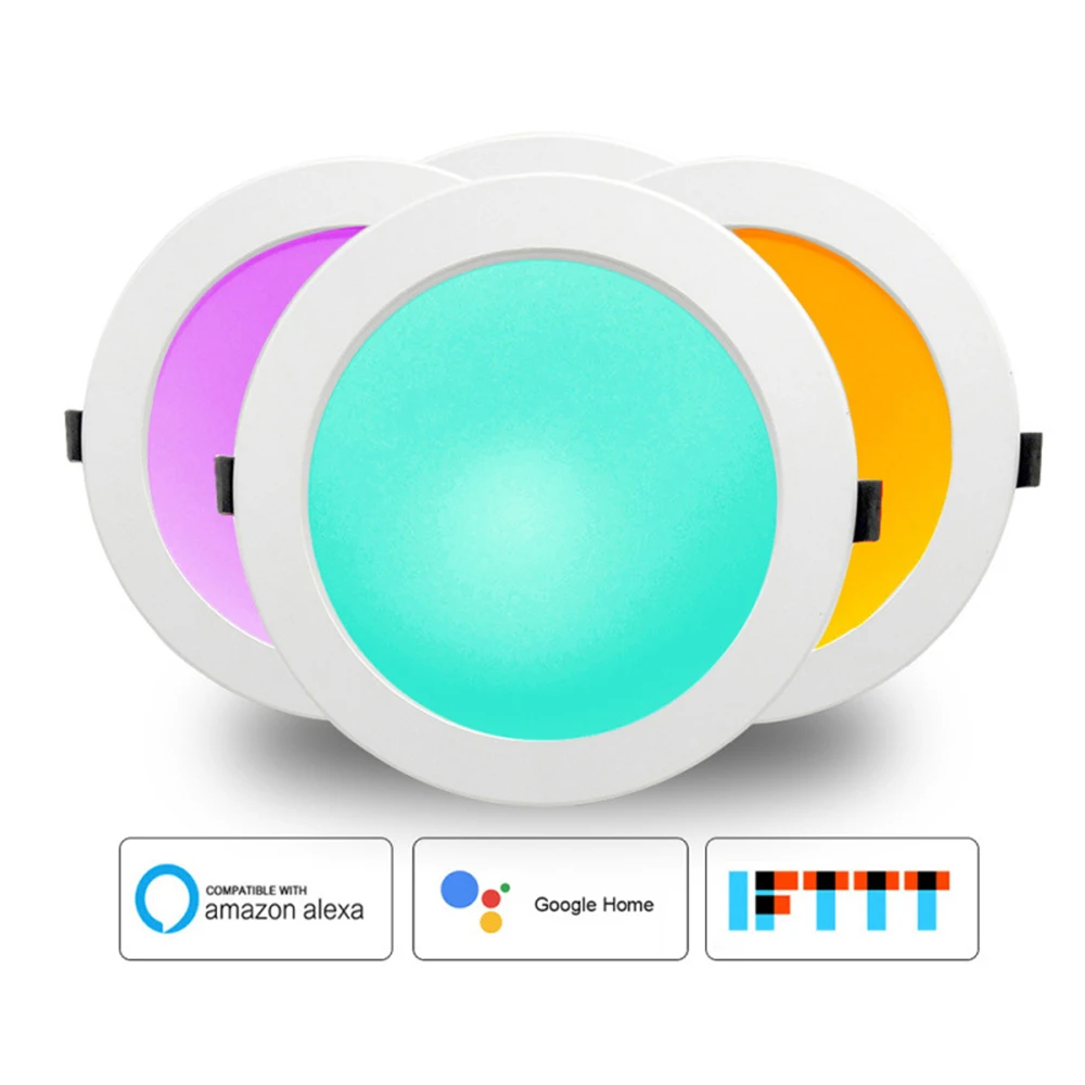 Tuya app wifi умный светодиодный светильник с регулируемой яркостью RGBCCT 7 Вт Светодиодный точечный светильник 220 В/110 В потолочный светильник Встраиваемый светильник с круглой панелью