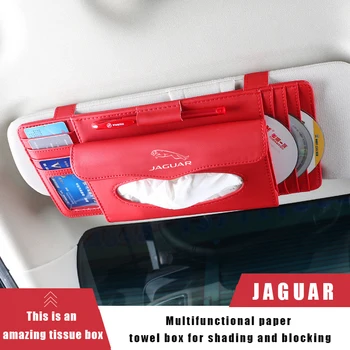 

For Jaguar F-pace F-type E-Pace E-Type X-Type S-Type XJL XJ6 XF XE Car Leather Multifunctional Tissue Box Sun Visor Storage Bag