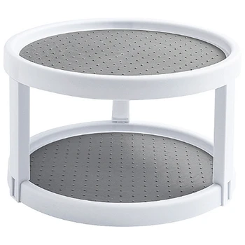 

Multi-Function Rotary Condiment Bottle Rack Double Storage Rack Kitchen Supplies (Gray)