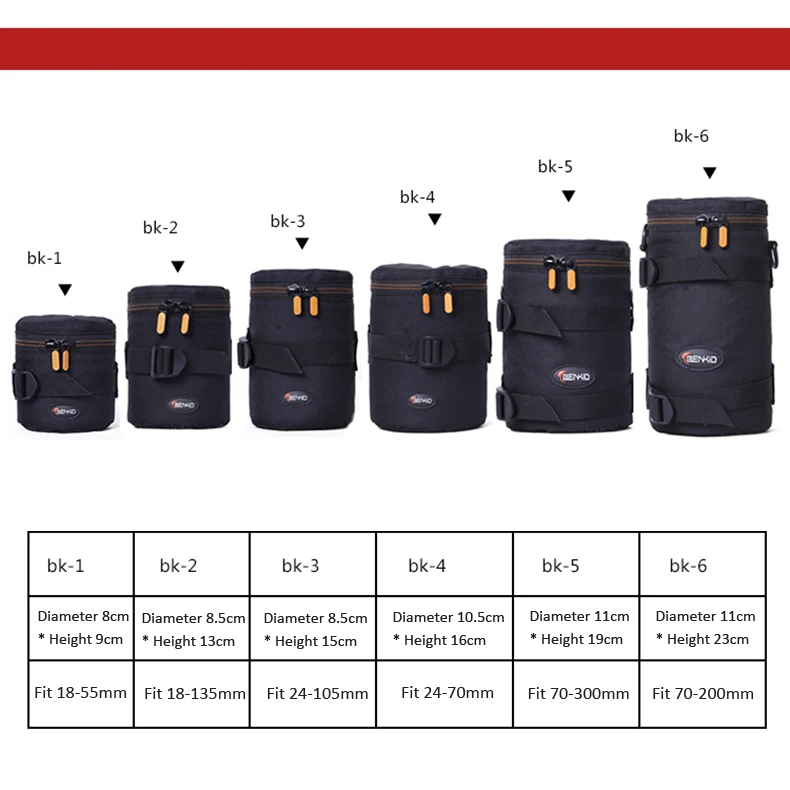 Roadfisher 방수 카메라 렌즈 가방 케이스 파우치 커버 인서트, 캐논 니콘 18-55mm, 50mm, 18-135mm, 24-105mm, 24-70mm, 70-200mm