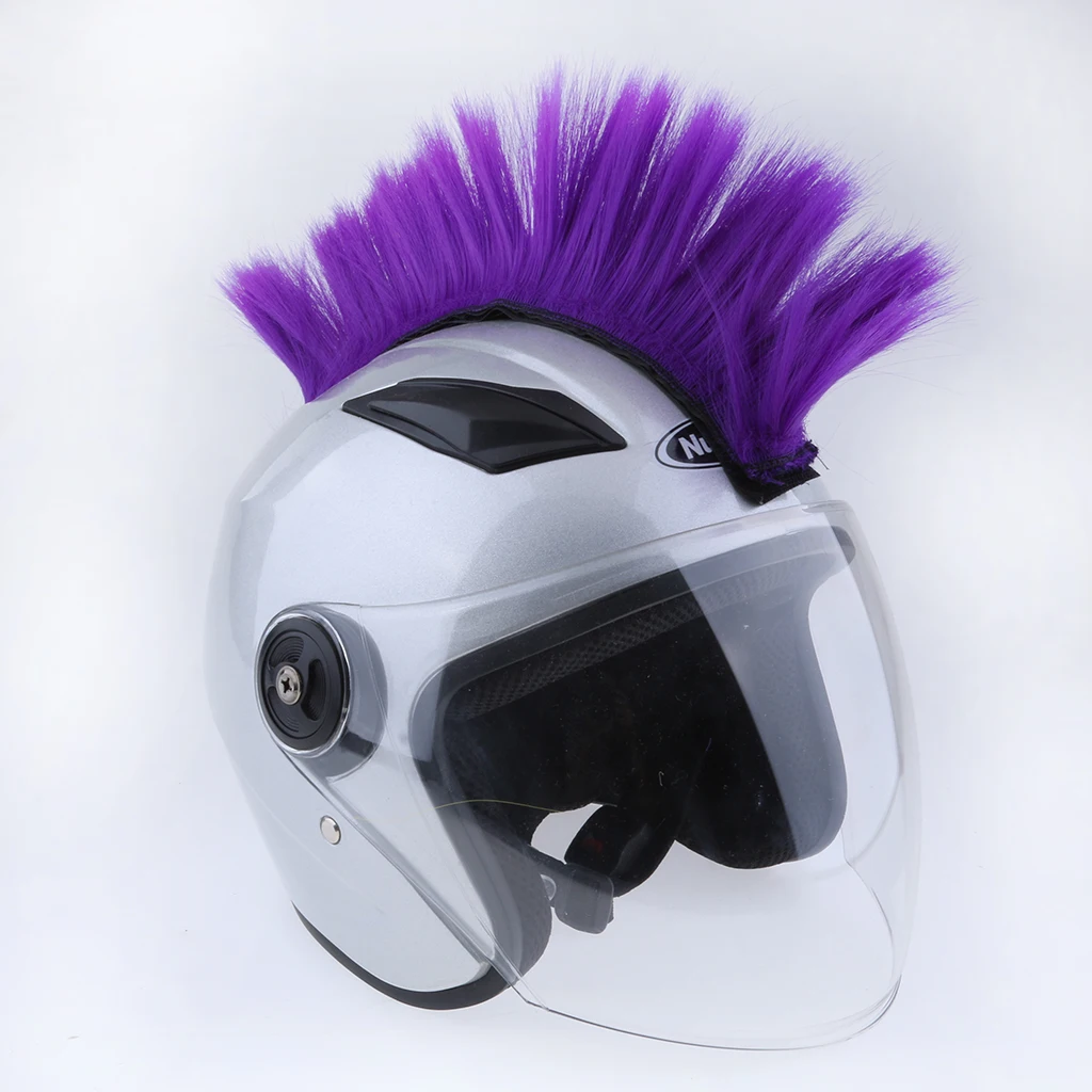 Perfeclan 2x Motorbike Skinhead Wig Punk Helmet Mohawk Wig Costume Hairpiece