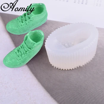

Aomily DIY Crystal Epoxy Silicone Molds Mini Shoes Basketball Shoes High Top Sneakers Cake Decorating Tools Baking Accessories
