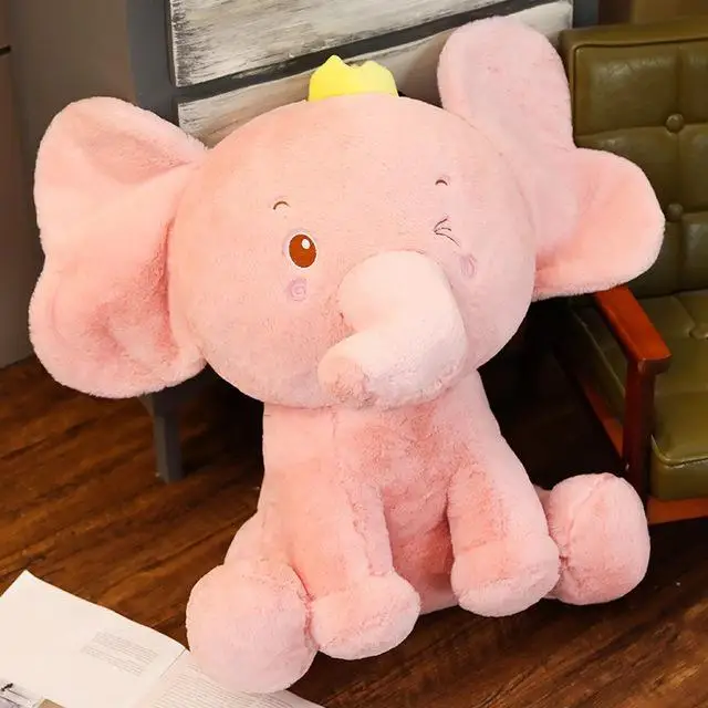 60cm Lovely Soft Crown Elephant Plush Toy Cartoon Animal Pink/Gray Elephant Stuffed Doll High Quality Pillow Baby Birthday Gift - Цвет: 2
