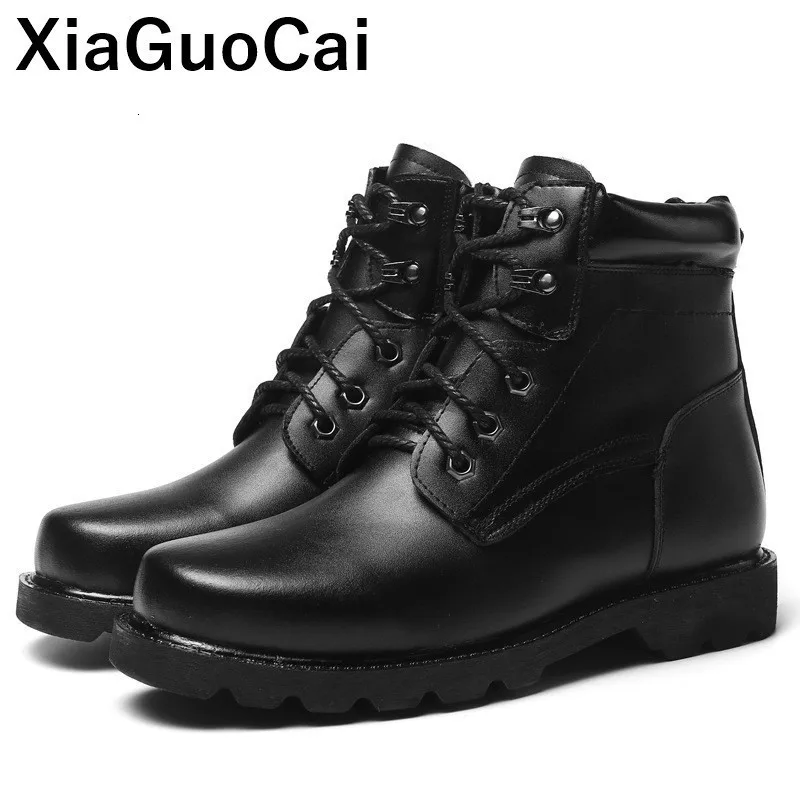 

Winter Men Ankle Boots Plush Warm Tatical Army Military Boots Black Big Size Male Snow Martin Botas High Top Man Shoes With Fur