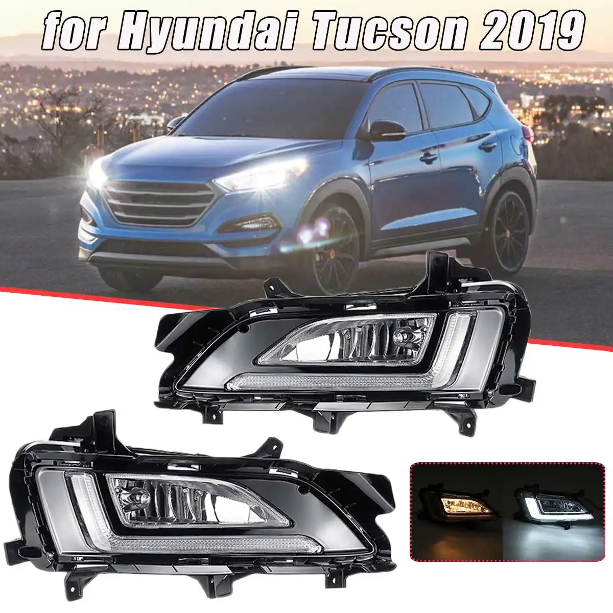 1 пара 12 В светодиодный светильник дневного света Дневной светильник для hyundai Tucson противотуманная фара крышка авто аксессуары