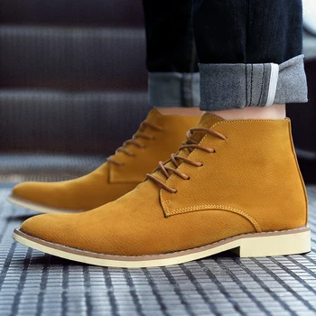 موضة الرجال عالية أعلى تشيلسي الأحذية الأزرق الأحذية الرسمية للرجال ربيع الخريف مريحة أحذية غير رسمية أكسفورد الرجال بوتاس دي Hombre 6