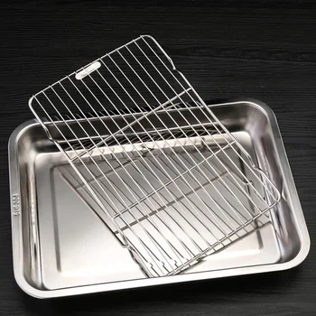 

Stainless Steel Dishwasher Safe Cooling Rack Picnic Camping Non Toxic Oven Barbecue Food Home Baking Tray Kitchen Grilling