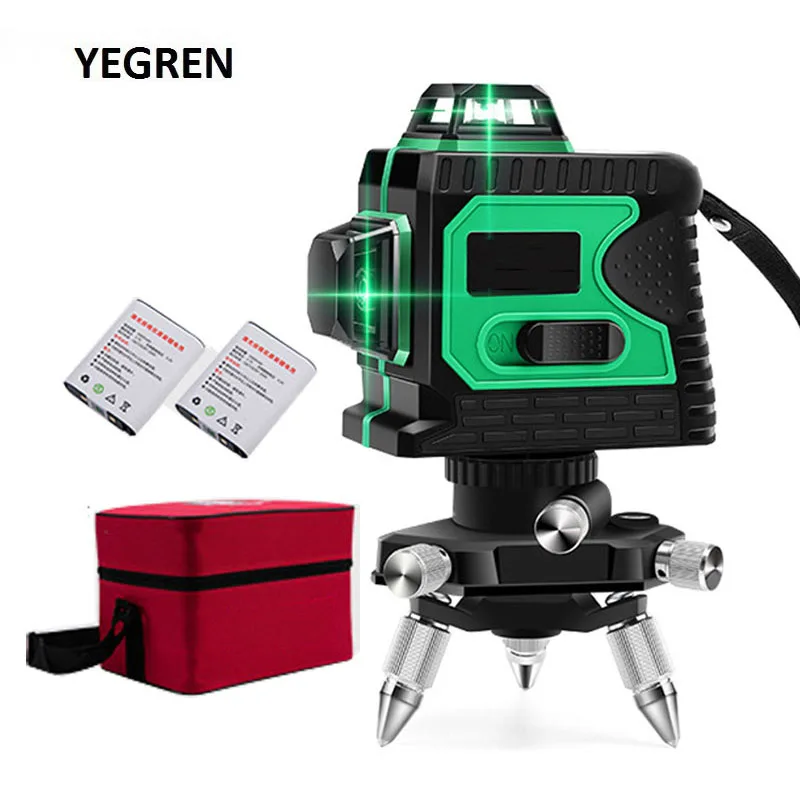 Zielony niebieski czerwone światło Laser Level 12 linie pionowe pozioma linia prosto mierniczy obrót o 360 stopni automatyczny miernik poziomowania Zielony niebieski czerwone światło Laser Level 12 linie pionowe pozioma linia prosto mierniczy obrót o 360 stopni automatyczny miernik poziomowania