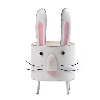 

1 Pc Plant Pot Flower Pot Rabbit Succulent Pot Iron Decorative Desktop Ornaments Animal Planter Flowerpot For Office Home