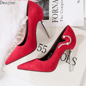 

2019 spring new red wedding shoes high heels female fine with wild pointed shallow mouth fashion shoes