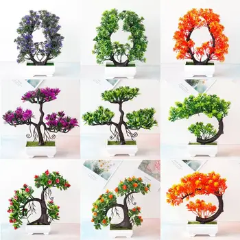 

Artificial Plants Bonsai Simulation Plastic Small Tree Pot Plant Potted Ornaments Pine Tree Guest Greeting Home Office Decor
