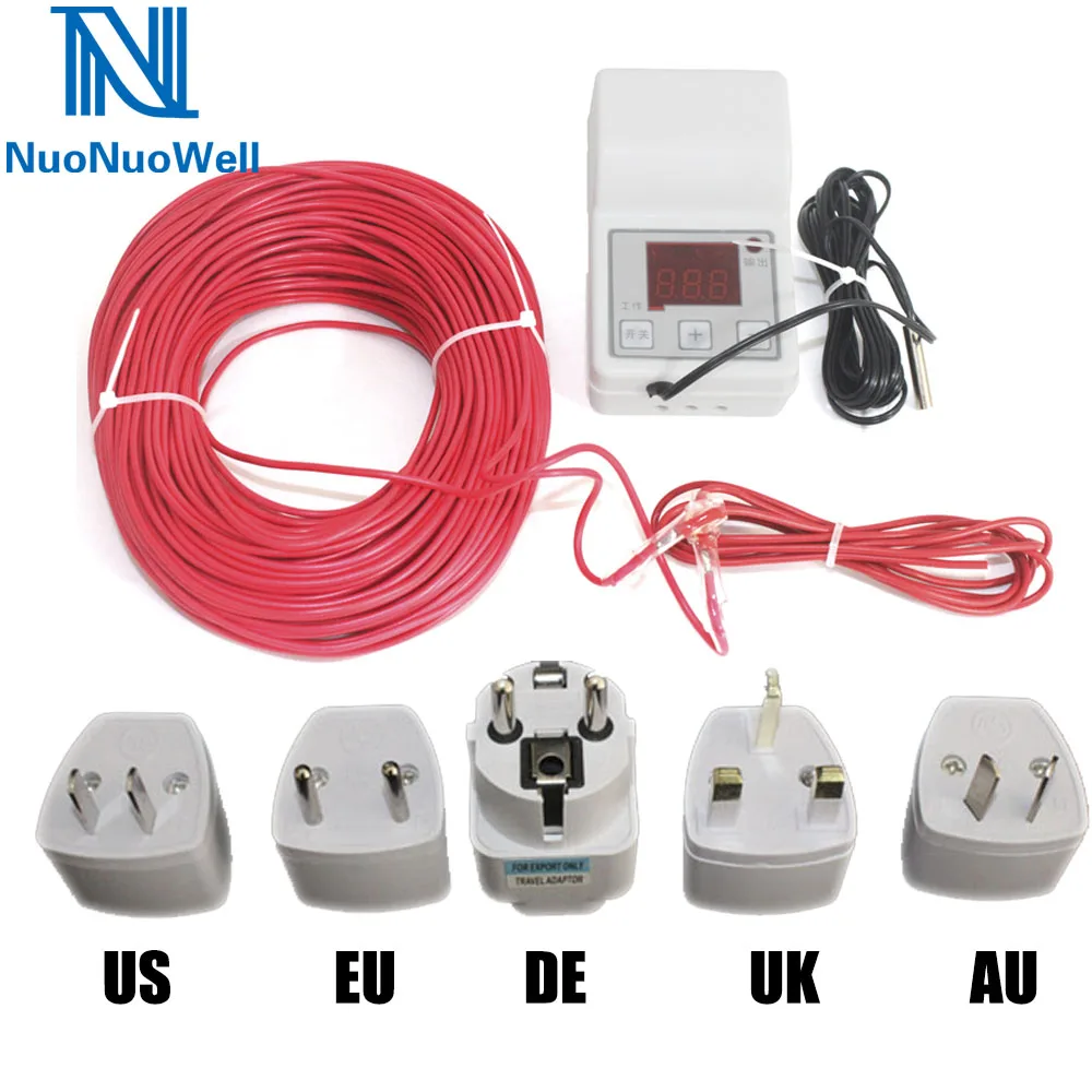  Greenhouse Nursery Bed Heating Wire+Temperature Controller Kit Air Heating Cable Line Flower/Vegeta