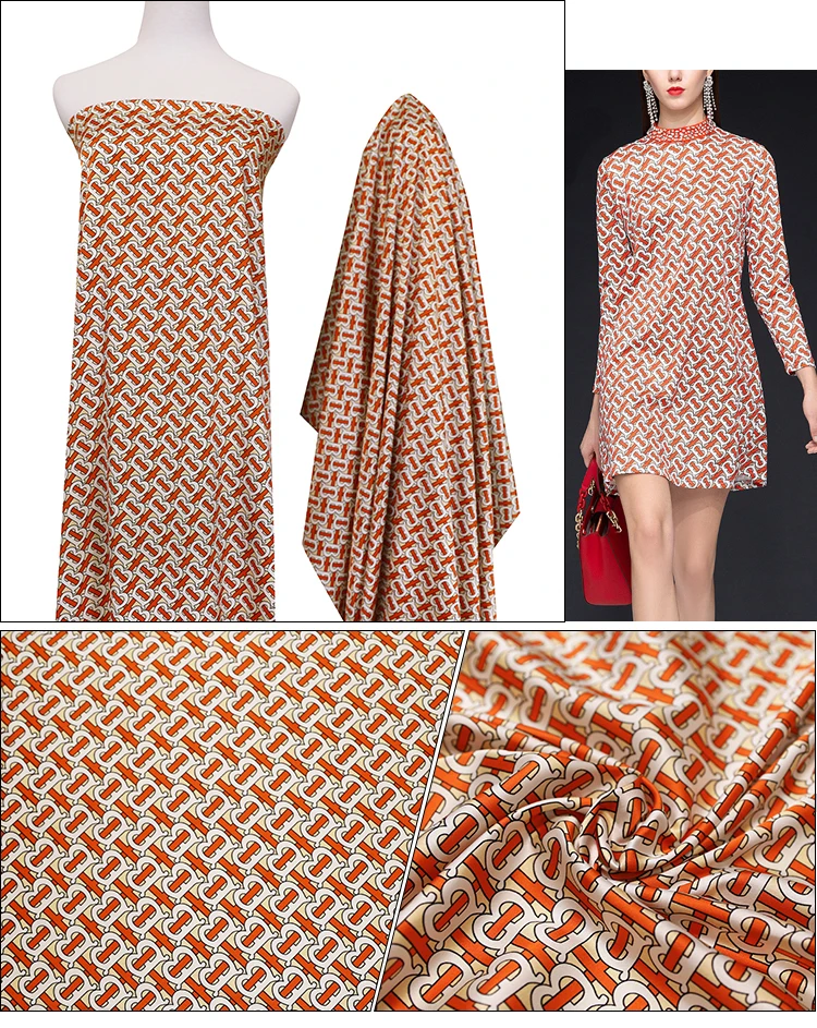 

(From 50cm) Europe, Japan, Korea, silk stretch satin fabric summer dress, pajamas, clothing silk printing fabric