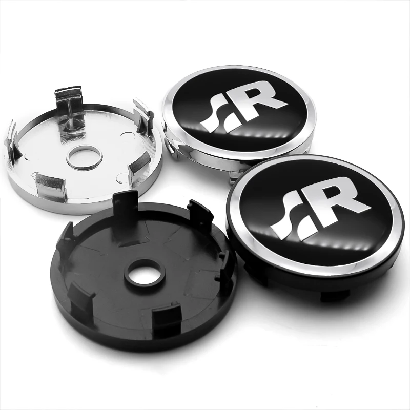 

4PCS 56/60MM Car Wheel Center Hub Caps SR Emblem Sticker Decal Wheel Dust-proof covers For Volkswagen touareg tiguan jetta golf