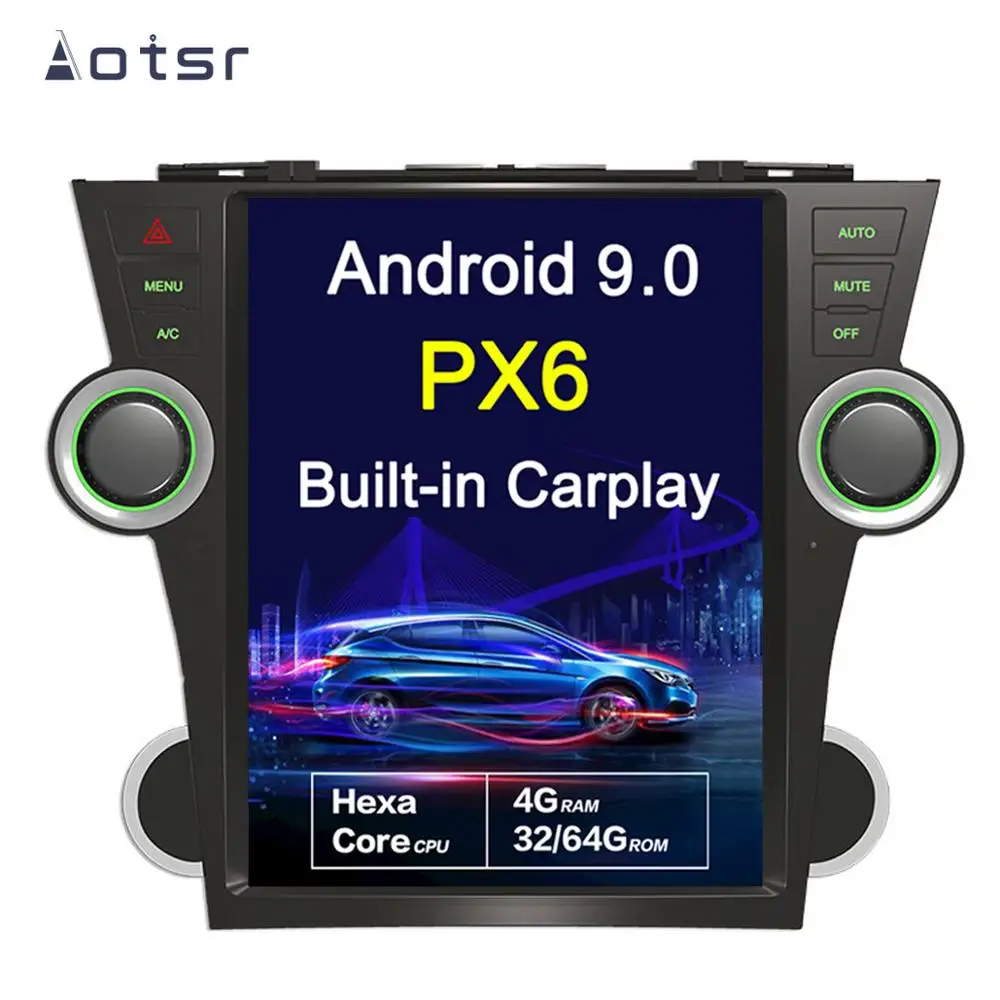 Автомобильный GPS-навигатор 12 1 &quotна Android 9 0 в стиле Тесла для Toyota Highlander 2007-2013