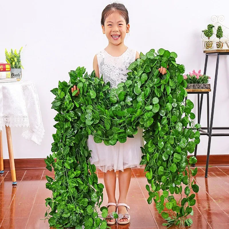 

360 PCS Like Real Artificial Silk Grape Leaf Rattan Garland Green Vine Ivy Indoor /Outdoor Home Decor Wedding Christmas Gift