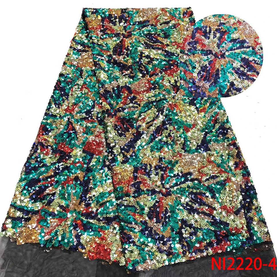 Африканская Свадебная вечеринка кружевная ткань высокого качества, кружевная ткань нигерийский Тюль кружевная ткань с ткани с блестками NI2220