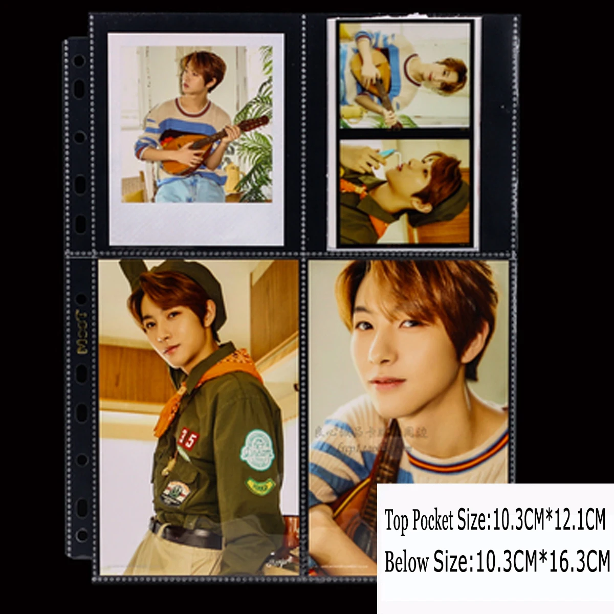 

20PCS/LOT irregular 4 Pockets Transparent Card Pages Cards Holder Protector For Coin/Stamp/Ticket Album Page loose-leaf 11 hole