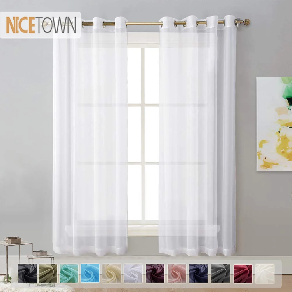 Nicetown Sheer Curtain White Tulle Home Decoration Solid Voile