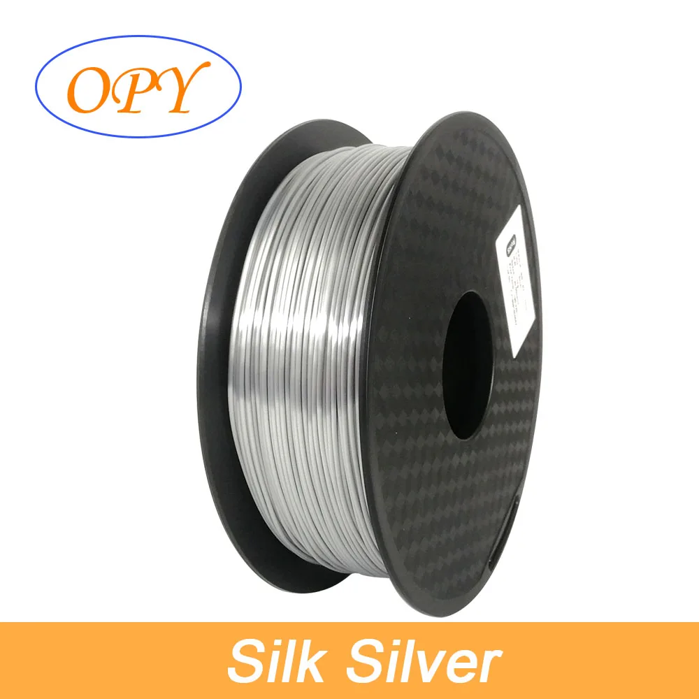 Silk Silver 3D принтер шелк pla нити атласа fdm шелковистые Золото Медь Серебро 1,75 мм Диаметр Гладкий пластик прототип rohs экструзионный материал - Цвет: Silk Silver