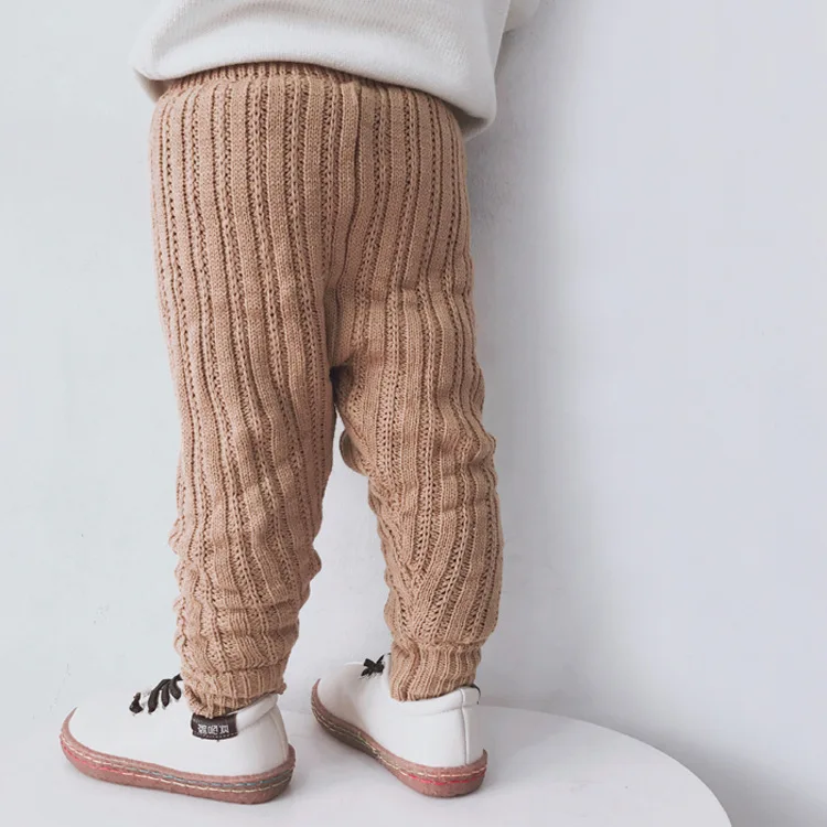 South Korea Childrenswear plus Velvet Knitted Trousers Boot Pants Men And Women Small CHILDREN'S Berber Fleece Large Bottom Wool