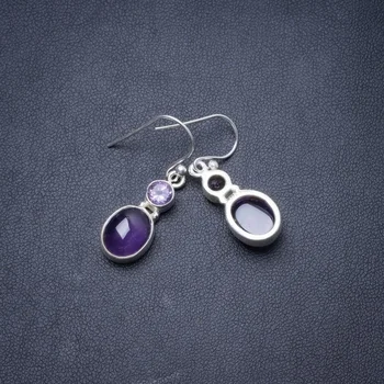 

Natural Amethyst Handmade Unique 925 Sterling Silver Earrings 1.25" Y2938