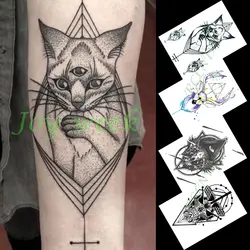 Водонепроницаемый Временные татуировки Стикеры Три глаз кошка олень череп животных большой tatto флэш-тату поддельные татуировки для