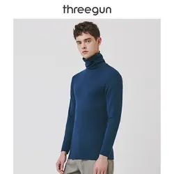 THREEGUN термобелье, топы для мужчин, водолазка, Осень-зима, гладкая хлопковая вискоза, повседневные теплые подштанники, топы, джемпер