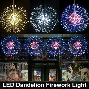 

198LEDs RC Dandelion Firework LED Copper Wire Strip String Lights Waterproof Fairy Lights Christmas Light For Wedding Decor D30