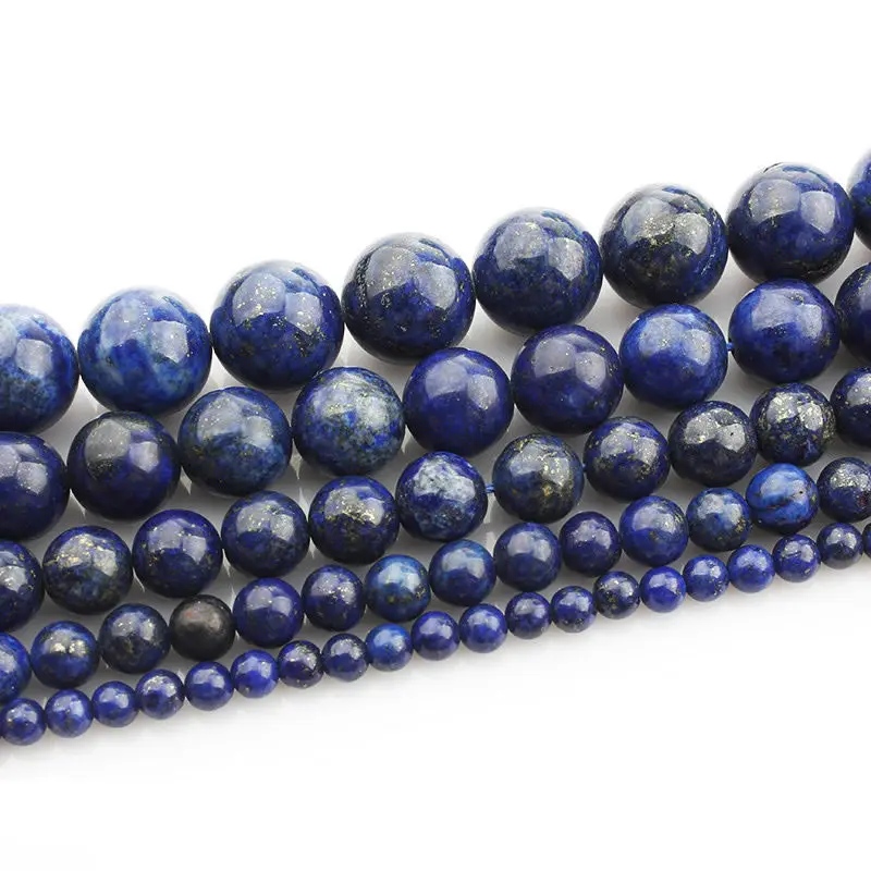 

Natural Stone Lapis Lazuli Smooth Beads 4 6 8 10 12 14MM Women Fashion Necklace Charms Wholesale for Jewelry Making