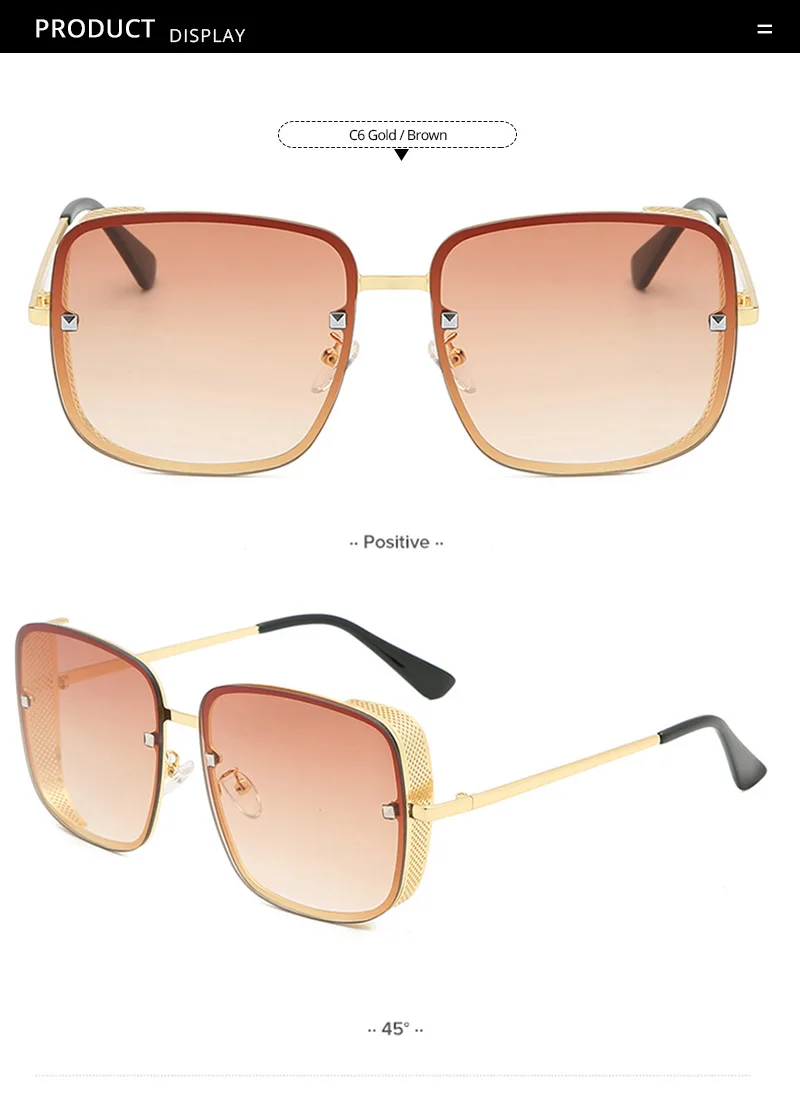 Pro Acme Роскошные брендовые дизайнерские солнцезащитные очки без оправы для женщин женские винтажные Квадратные Солнцезащитные очки градиентные линзы zonnebril dames PC1330