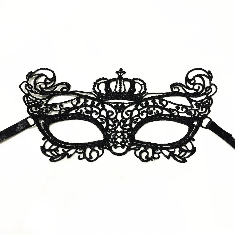 Halloween Christmas Makeup Ball Party Princess Queen Lace Hollow out Mask Black And White with Pattern Sexy Eye Patch