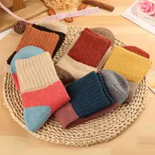 5 пар корейских женских носков из искусственной шерсти, цветные зимние толстые теплые носки