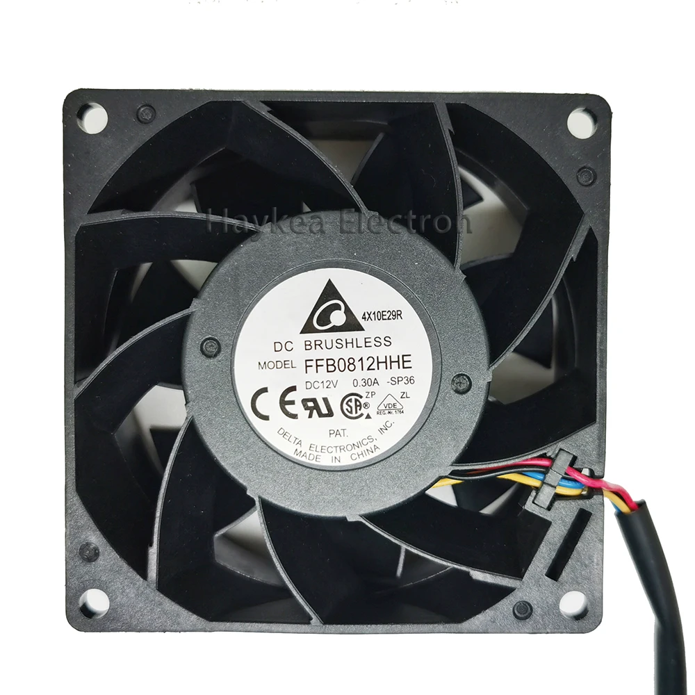 

New fo delta FFB0812HHE 12V 0.30A 8038 8CM 80X80X38MM PWM control hight speed 4lines double ball bearing cooling fan