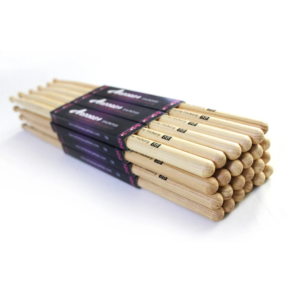 

Three Pairs of Wood Color Drum Sticks Ameriacn Hickory Drumsticks 5B 7A 7B