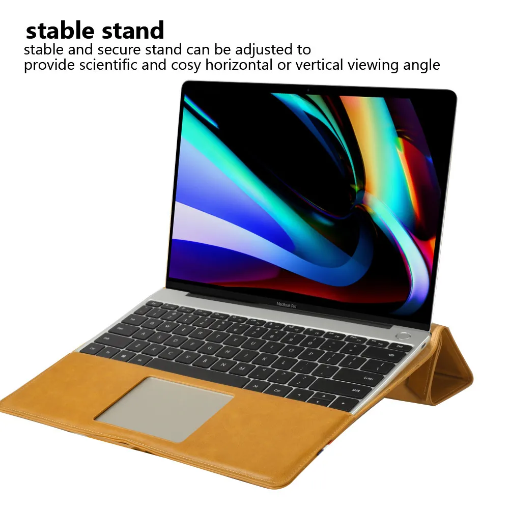 Чехол для ноутбука MacBook Pro 16 дюймов из искусственной кожи чехол для ноутбука флип-защита для угла с кронштейном сумка для ноутбука MacBook Pro 16