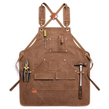 

Unisex Work Apron With Multi-function Tool Pocket For Welding Woodworking Metalworking Painting BBQ Thick Canvas Safety Clothing